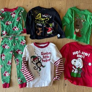 Gender Neutral Christmas Bundle Lot 3t Toddler Santa Grinch Seuss Peanut Etc